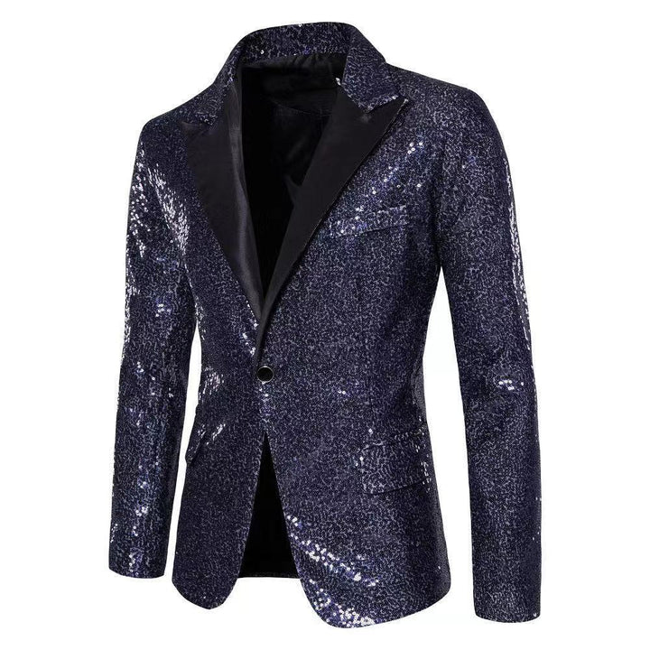 Herren eleganter Pailletten-Blazer mit edel dekorativen Akzenten Drune