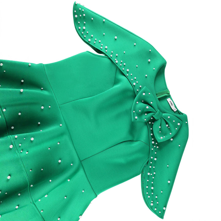 Damen Elegantes Cocktailkleid mit Taillenband und schicker Schößchen-Überwurf Drune