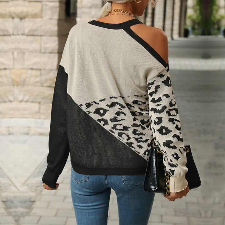 Damen Lässiger Strickpullover mit Leopardenmuster Drune