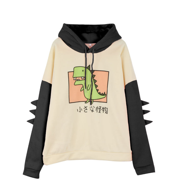 Damen nan Kapuzenpullover mit dreidimensionalen Rückendetails und niedlichem Dinosaurierprint Drune