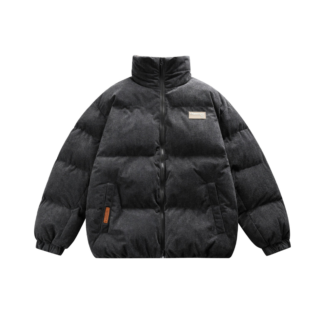 Unisex Boxy wattierte Kurzjacke mit hohem Funnelkragen und Teddy‑Fleece‑Optik Drune