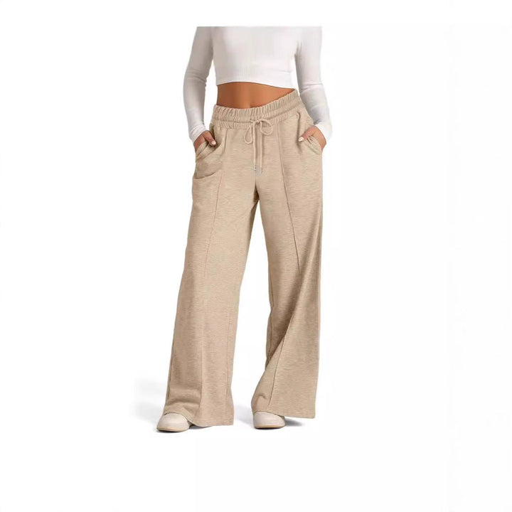 Damen Weit geschnittene Freizeithose mit elastischem Bund und praktischen Eingrifftaschen Drune