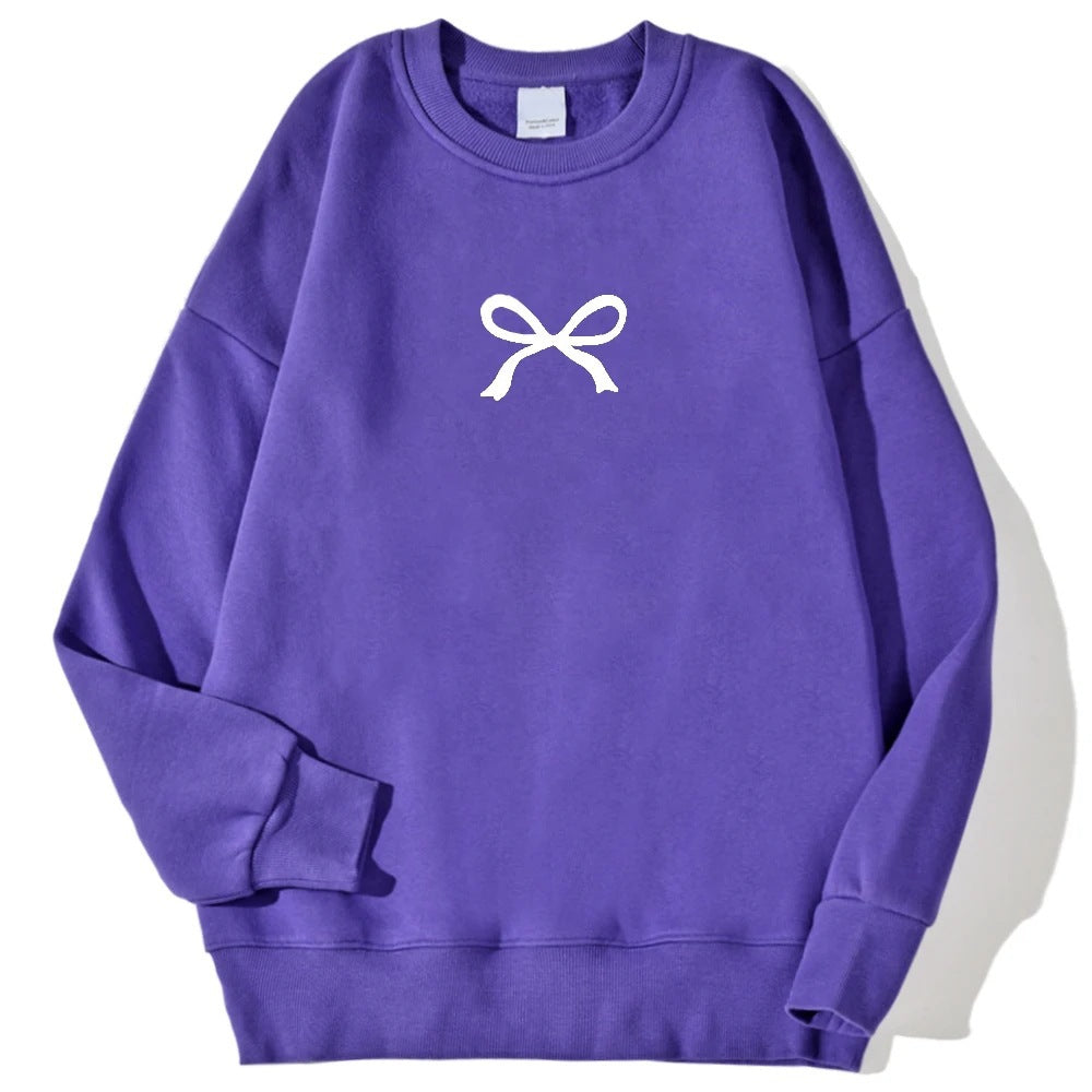 Damen gemütlicher Sweatshirt mit modischem Schleifenmotiv Drune