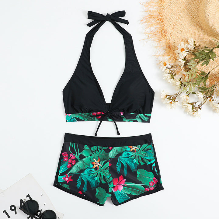 Damen Triangel-Bikini mit floralem Shorts-Design Drune