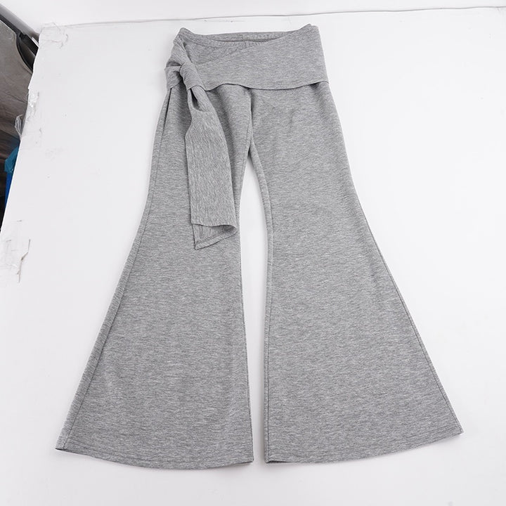 Damen Flair-Loungehose mit Wickelbund, Bindeschal und weitem Schlag Drune