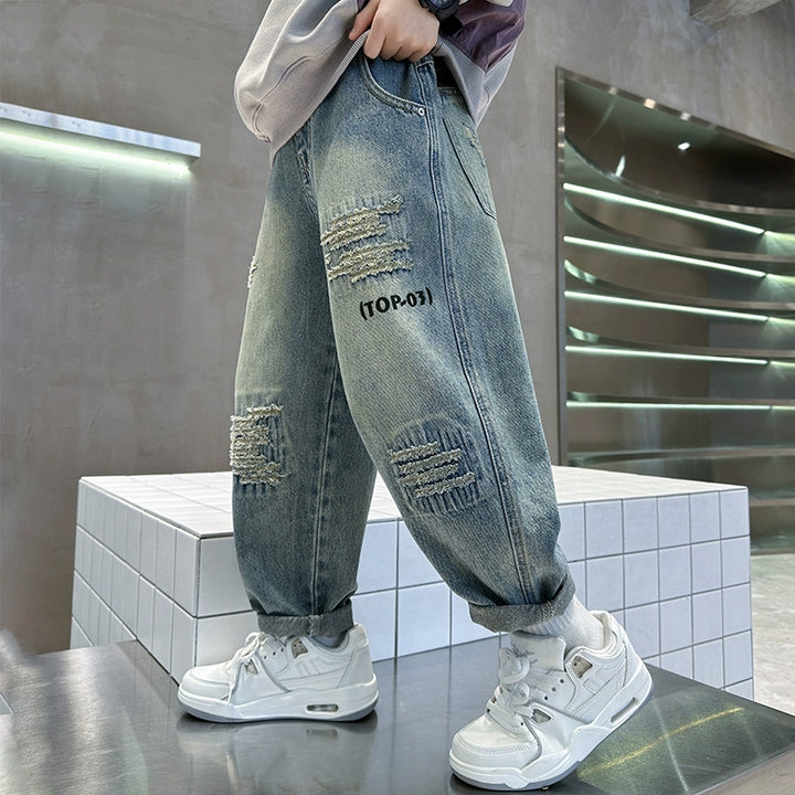 Unisex lässige, destroyed Baggy-Jeans Drune