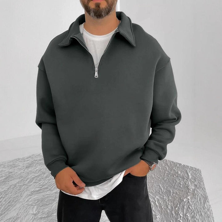 Herren Oversize Halbzip-Sweatshirt mit aufgestelltem Kragen Drune