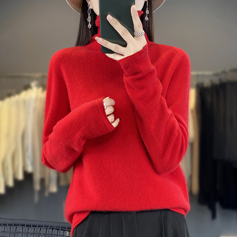 Damen Weicher Feinstrick-Rollkragenpullover mit kaschmirähnlicher Haptik und verlängerten Bündchen Drune