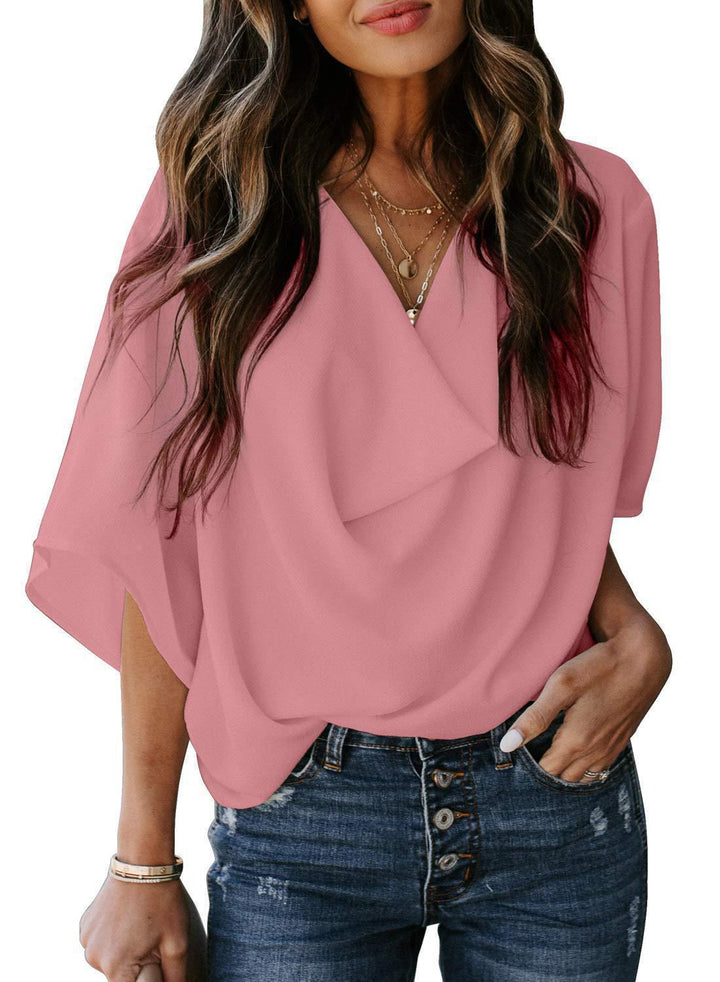 Damen Elegante Drapierte Bluse Drune