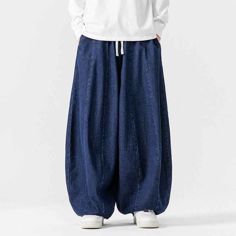 Herren Extraweite Baggy-Jeans im Balloon-Cut mit Tunnelzugbund und elastischen Saum Drune