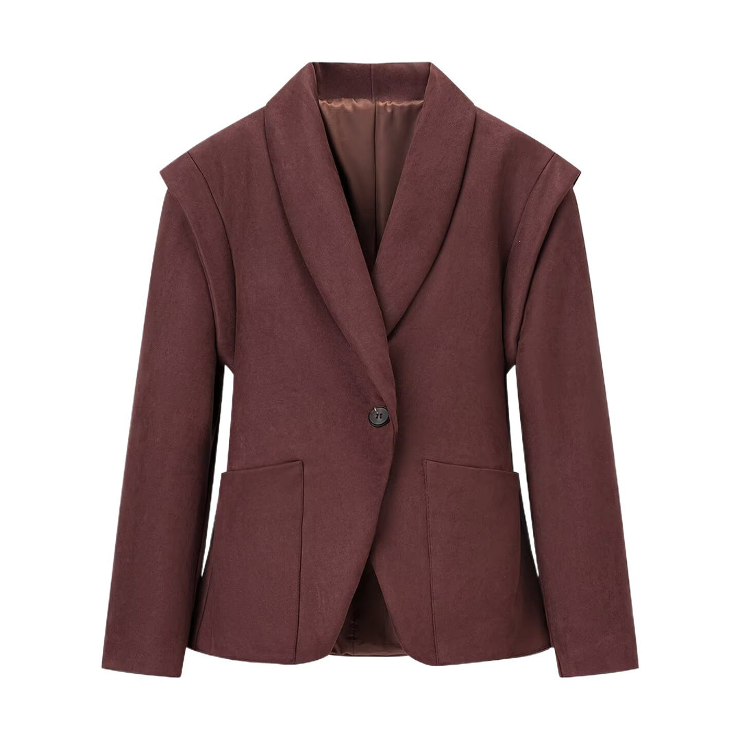 Damen Eleganter Blazer aus hochwertigem Wildlederimitat mit praktischen Taschen Drune