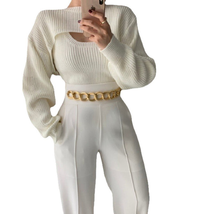 Damen eleganter Strickpullover mit tiefem Ausschnitt und lässigem Schnitt Drune