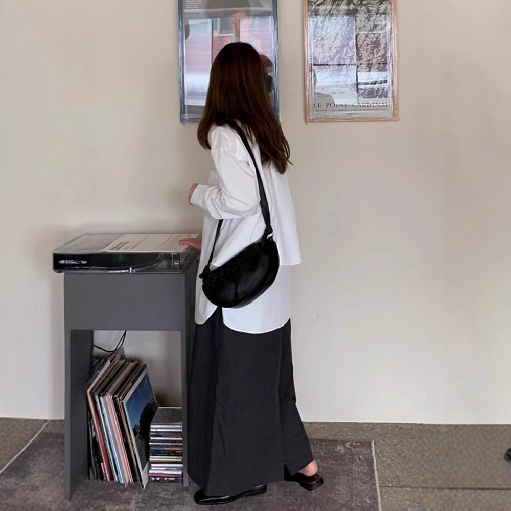 Damen Oversize-Lagenbluse mit verlängertem Rückenteil, Seitenschlitzen und kastiger Passform Drune
