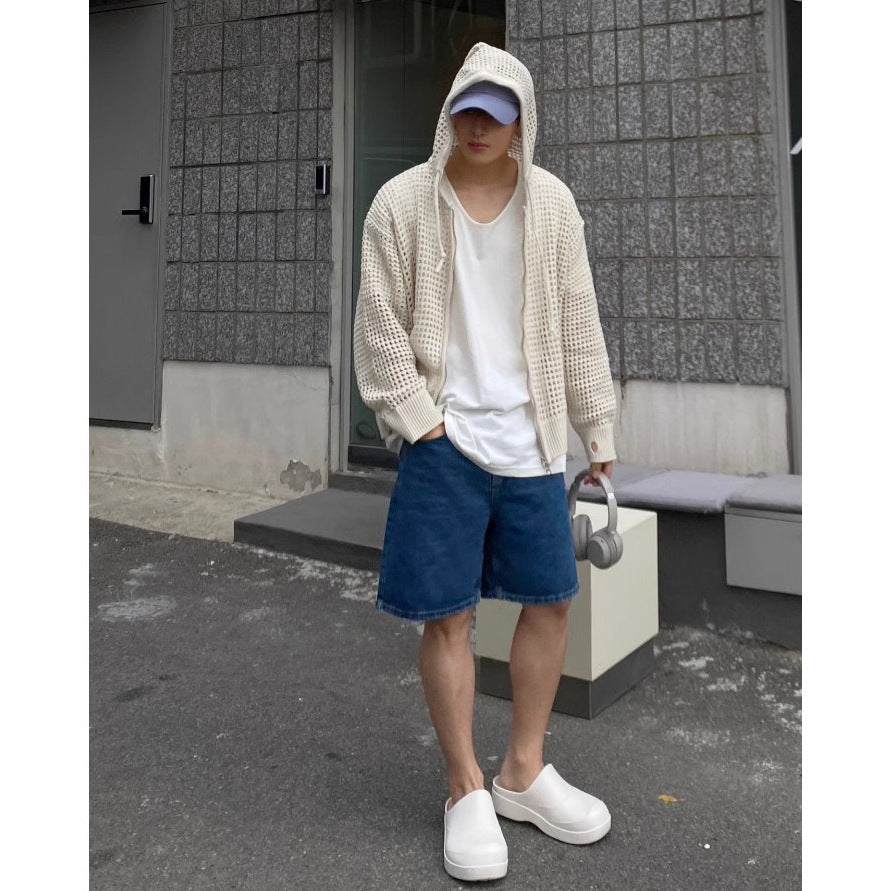 Herren Atmungsaktive Strickjacke mit Kapuze Drune
