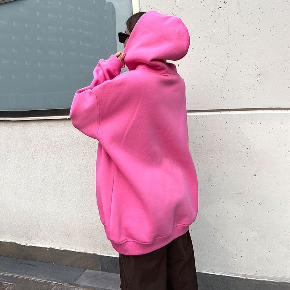 Damen Bequemer oversized Kapuzenpullover mit Kängurutasche Drune