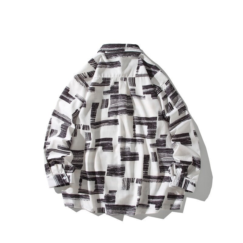 Herren Oversize Hemd mit grafischem Blockprint Drune