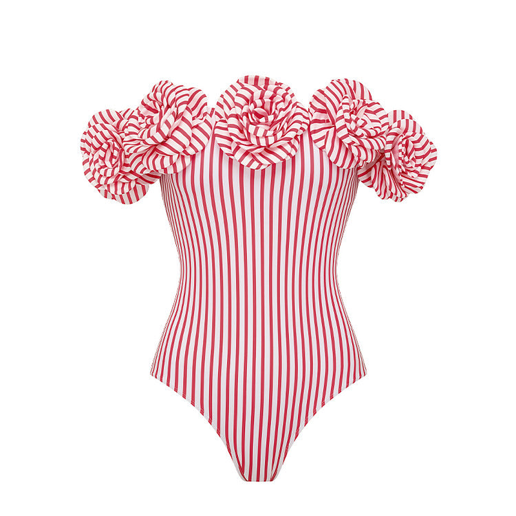 Damen Striped Bikini-Set mit eleganter Wickelbluse und modischem Rock Drune