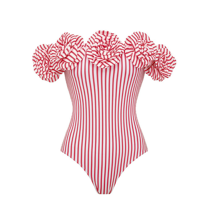 Damen Striped Bikini-Set mit eleganter Wickelbluse und modischem Rock Drune