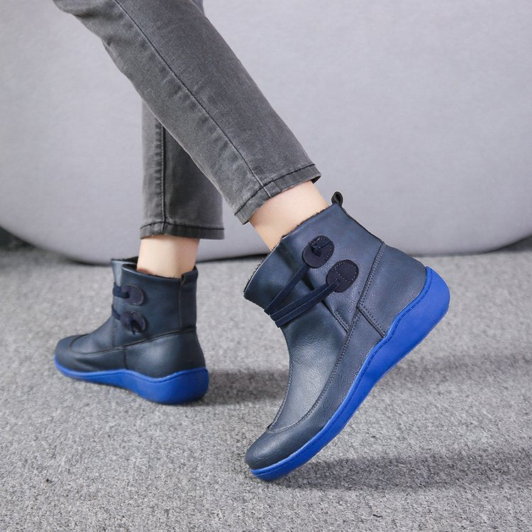 Damen elegante knöchelhohe Komfort-Stiefelette mit doppeltem Riemenverschluss und flexibler Leichtsohle Drune