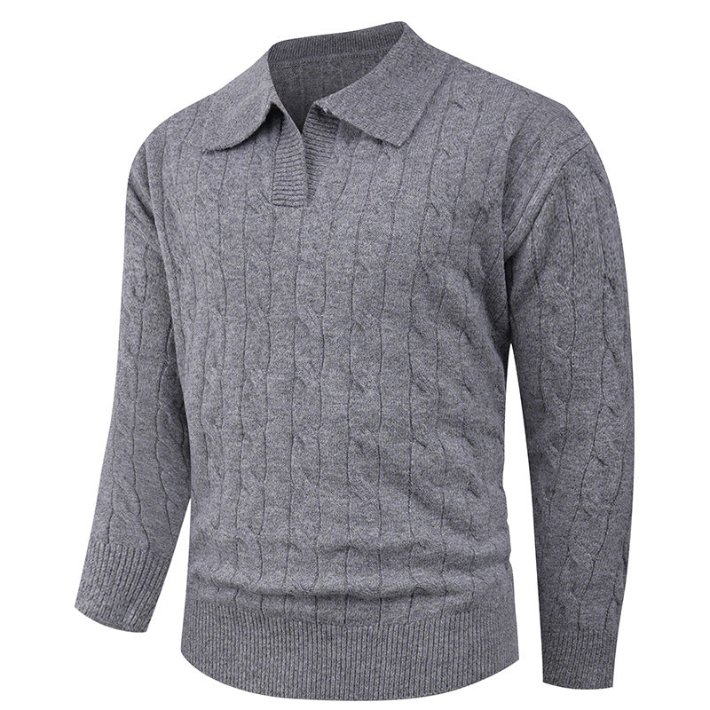 Herren nan Kabelstrick-Polo mit Polokragen und gerippten Bündchen aus feinem Wollmix Drune