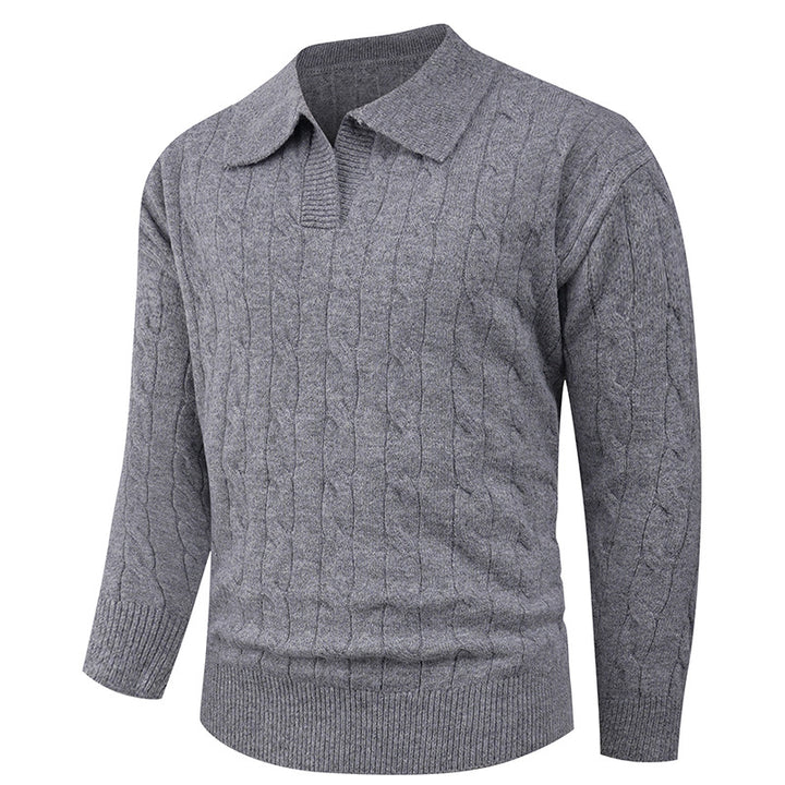 Herren nan Kabelstrick-Polo mit Polokragen und gerippten Bündchen aus feinem Wollmix Drune
