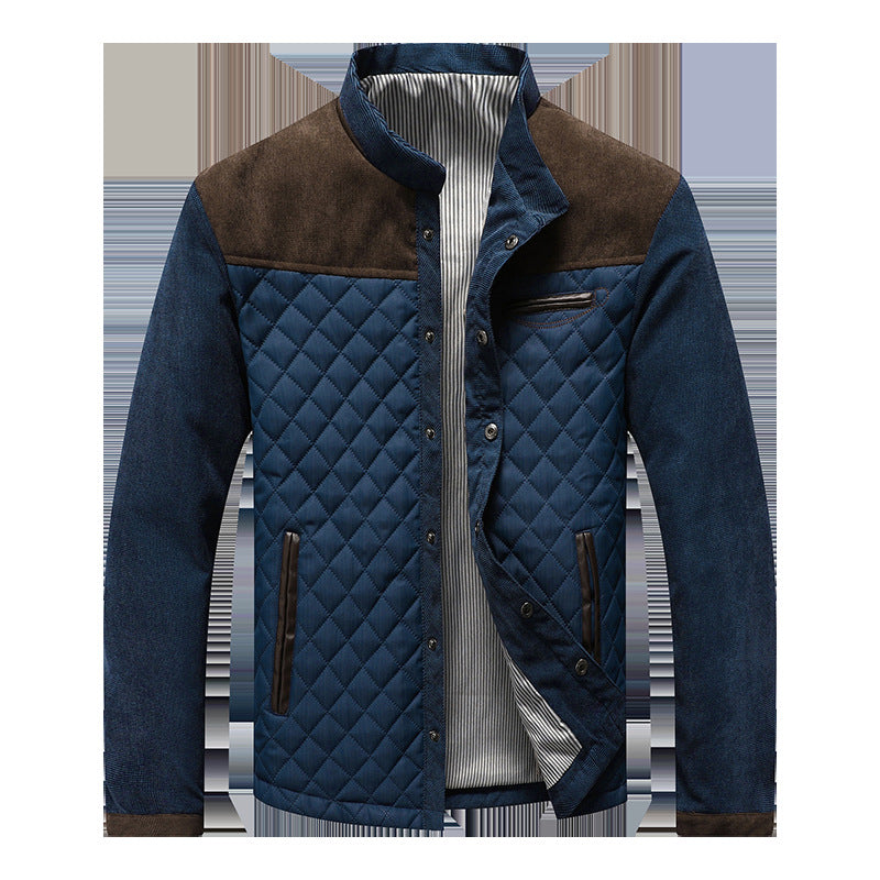 Herren Gepolsterte Rauten‑Steppjacke mit Stehkragen und Kontrastbesatz Drune