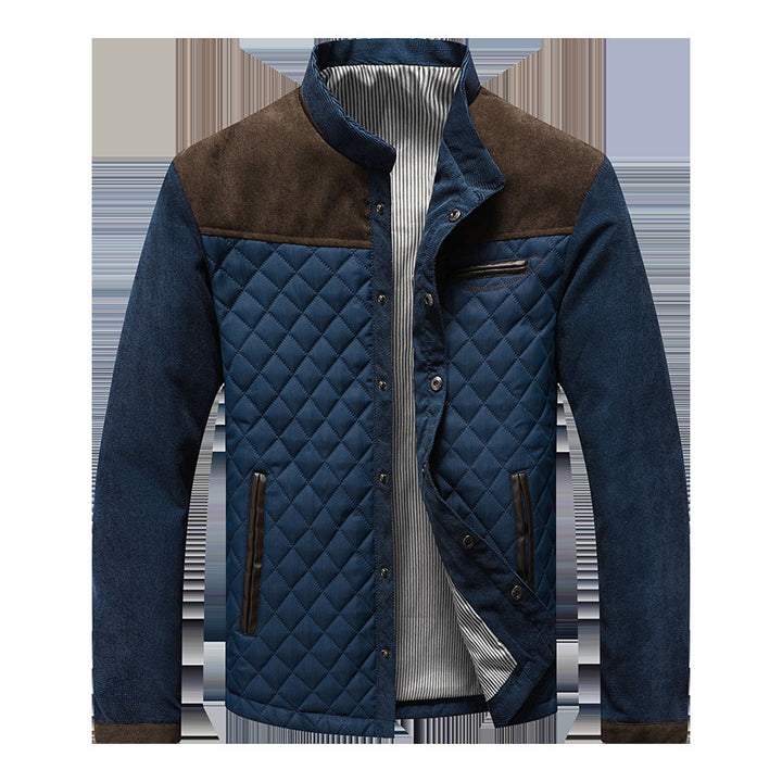 Herren Gepolsterte Rauten‑Steppjacke mit Stehkragen und Kontrastbesatz Drune