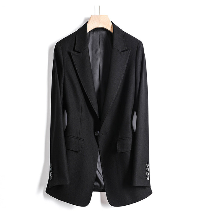 Damen Taillierter Einreihiger Blazer mit Ein-Knopf-Verschluss und Pattentaschen Drune