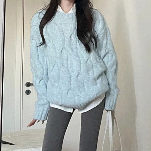 Damen Grobstrickpullover mit Zopf-Muster und lässigem Schnitt Drune