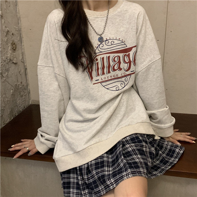 Damen lässiger Oversized Pullover mit kreativem Druck und bequemen, atmungsaktiven Materialien Drune