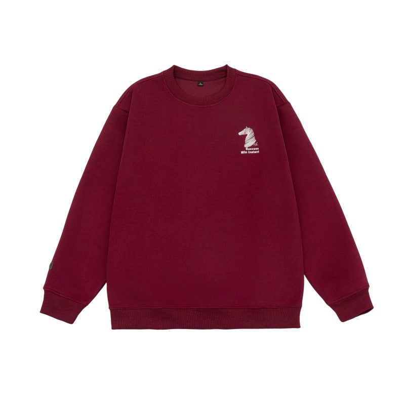 Unisex Oversize‑Sweatshirt mit gesticktem Schachritter‑Logo und gerippten Bündchen Drune