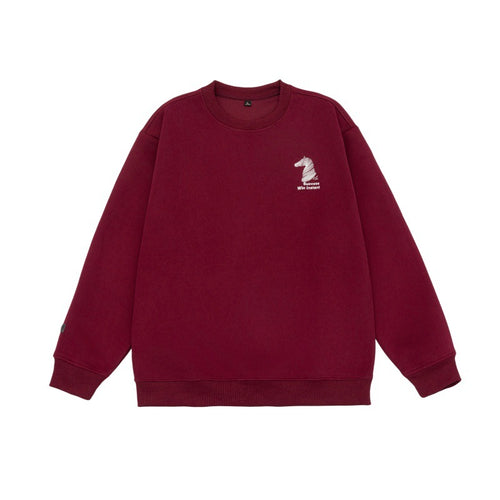 Unisex Oversize‑Sweatshirt mit gesticktem Schachritter‑Logo und gerippten Bündchen Drune