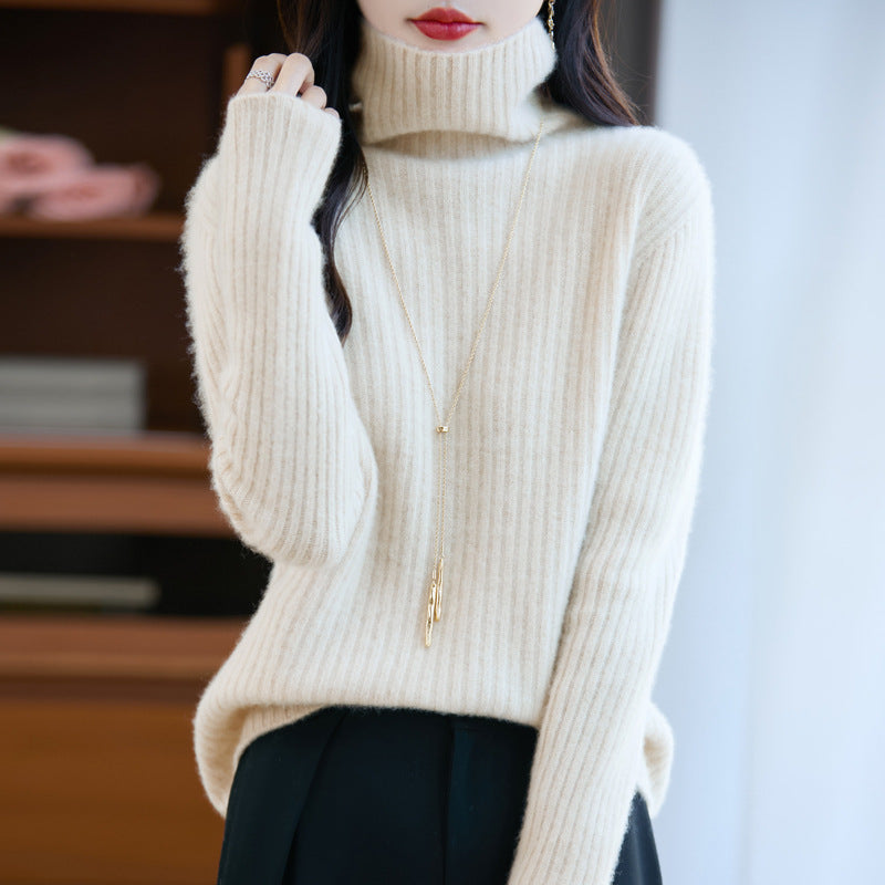 Damen Schlanker Feinstrick-Rollkragenpullover mit feiner Rippenstruktur und kaschmirähnlicher Haptik Drune