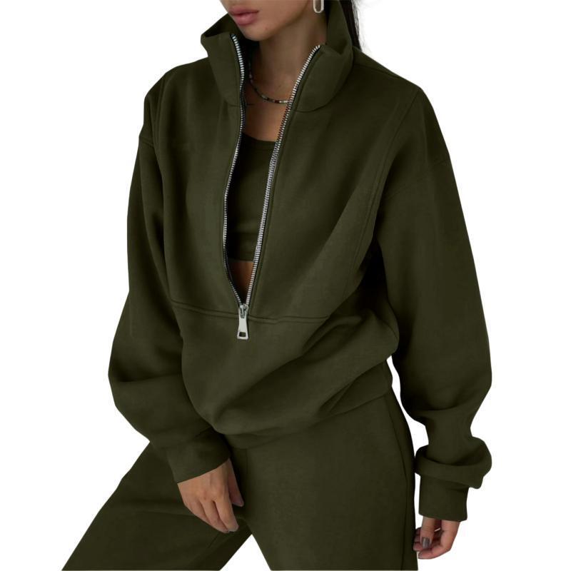 Damen Sweatshirt mit hohem Kragen und Reißverschluss Drune