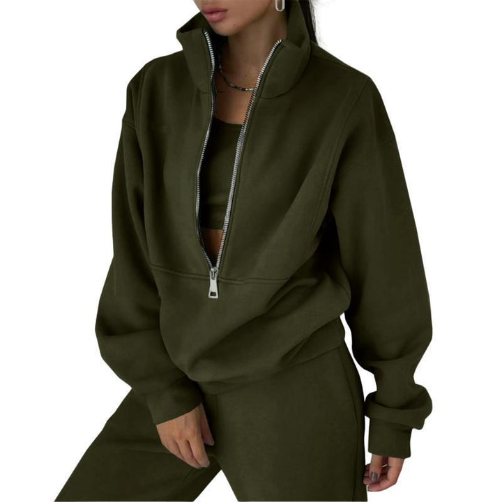 Damen Sweatshirt mit hohem Kragen und Reißverschluss Drune