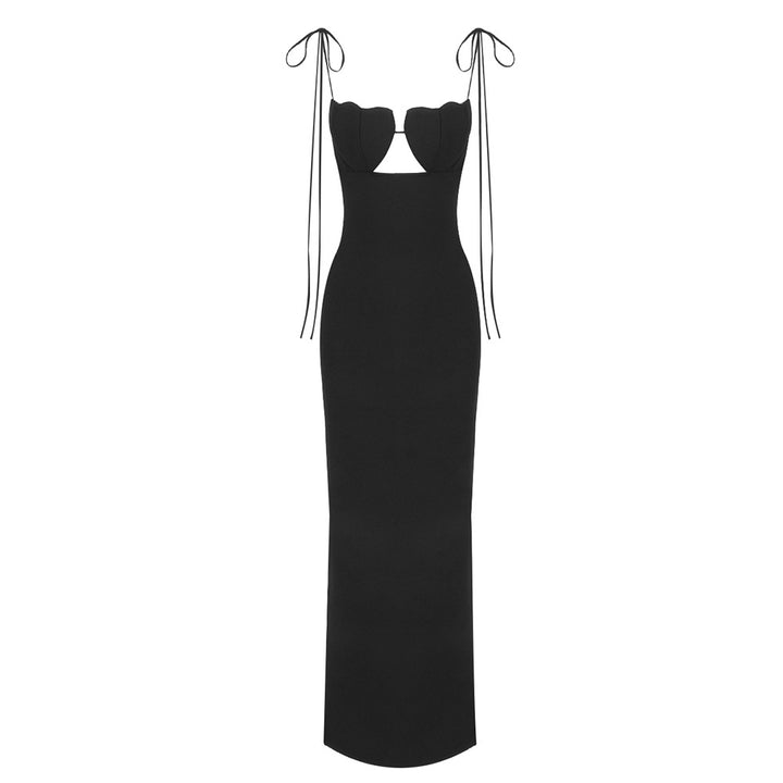 Damen Maxikleid mit abnehmbaren Trägern und herzförmigem Dekolleté Drune