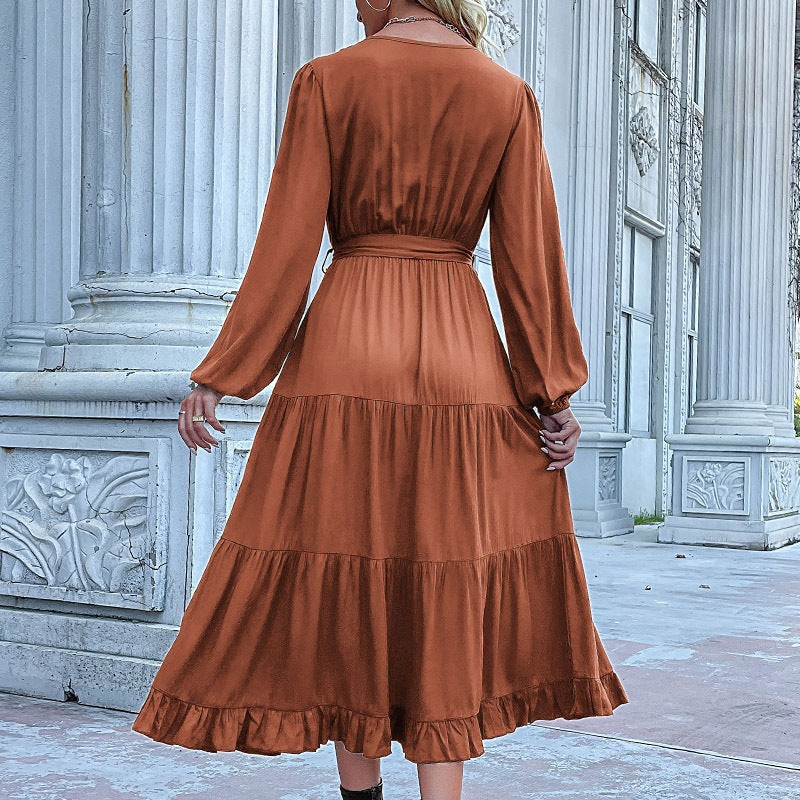 Damen Lange Bluse mit Taillengürtel Drune