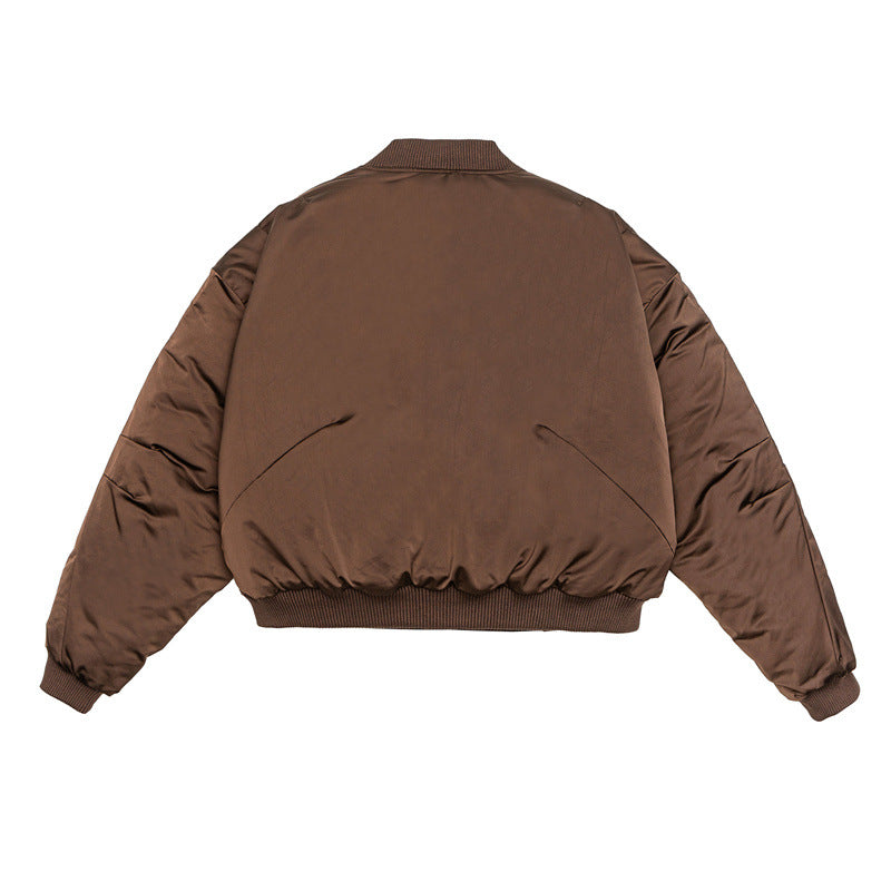 Unisex Kurz geschnittener Boxy-Puffer-Bomber mit minimalistischer Frontblende Drune