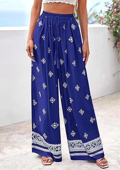 Damen weite Sommerhose mit Boho-Muster Drune