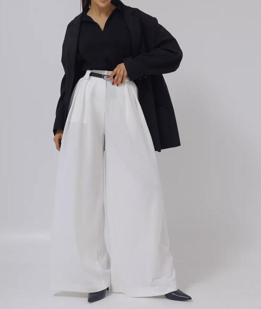Damen weite Palazzohose mit hohem Bund und eleganter Taillierung Drune