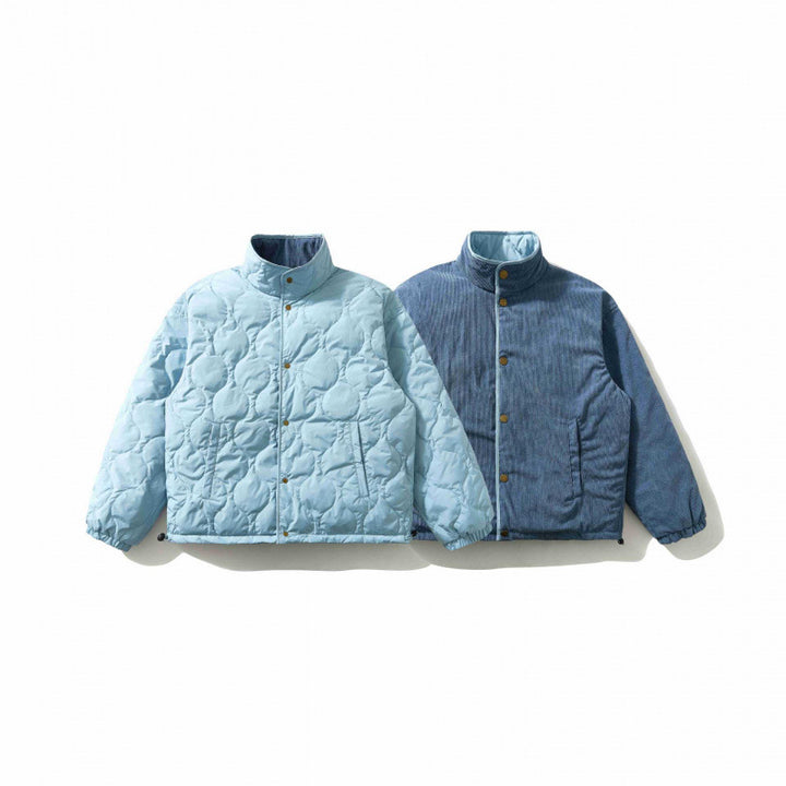 Herren Wattierte Cordjacke mit Stehkragen, Druckknopfverschluss und elastischem Saum Drune