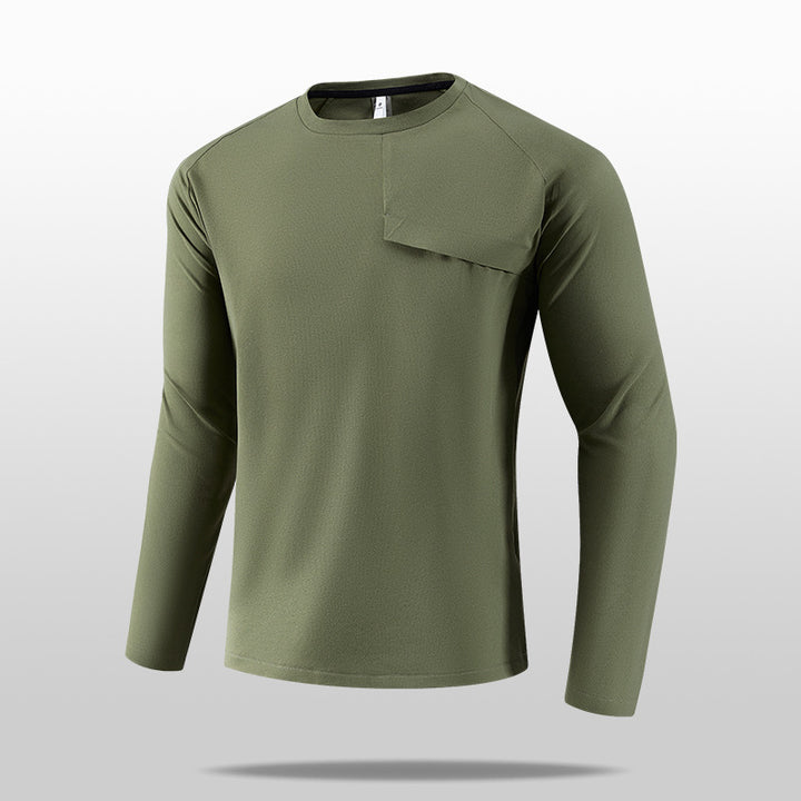 Herren Leichtes Langarm-T-Shirt mit praktischer Brusttasche Drune