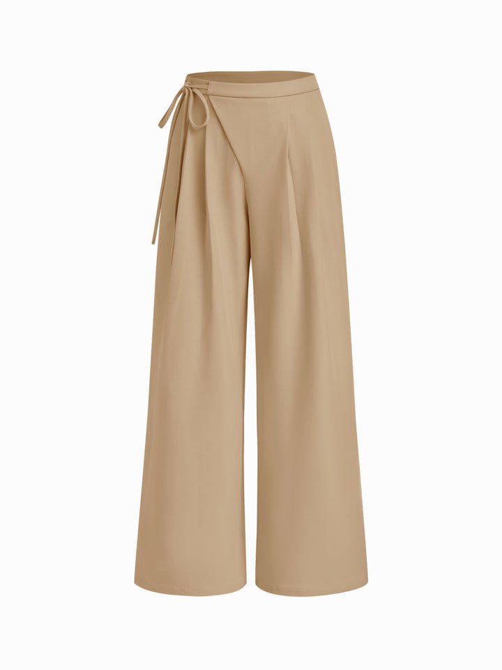 Damen Weite Nadelstreifen-Hose mit Wickel-Taille Drune