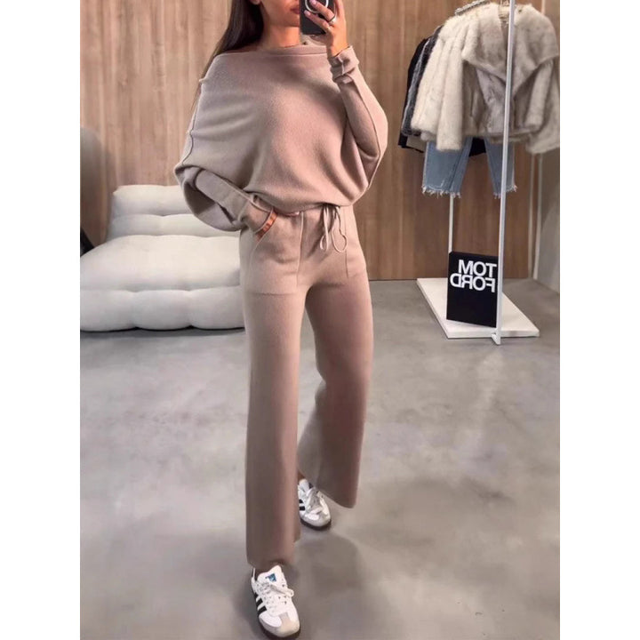 Damen bequeme Loungewear aus weichem Strickmaterial mit weitem Schnitt Drune