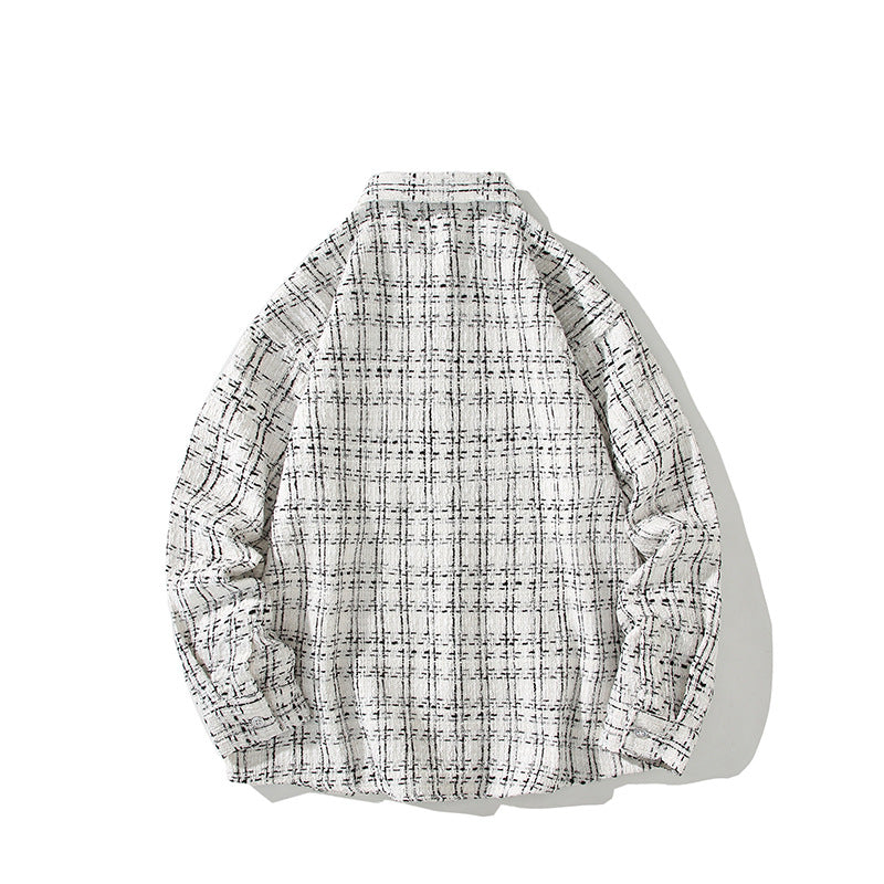 Herren Strukturierte Bouclé-Hemdjacke mit Karo-Jacquard und legerer Passform Drune