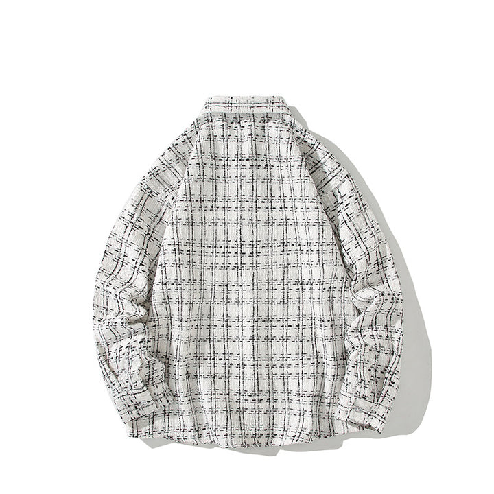 Herren Strukturierte Bouclé-Hemdjacke mit Karo-Jacquard und legerer Passform Drune