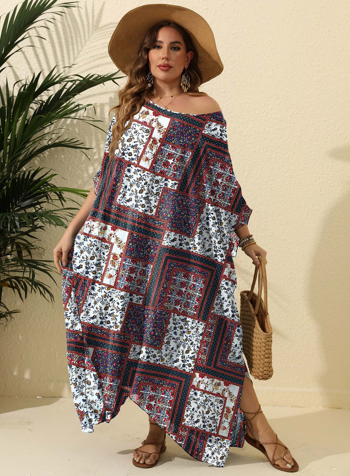 Damen luftiges Maxikleid mit farbenfrohem Patchwork-Design Drune