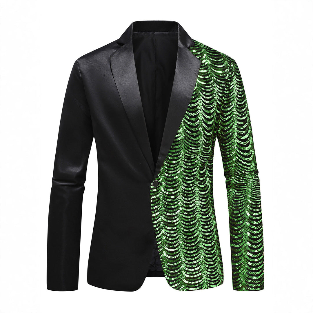 Herren Glamour-Smoking-Sakko mit halbseitigem Paillettenbesatz und Satinrevers Drune