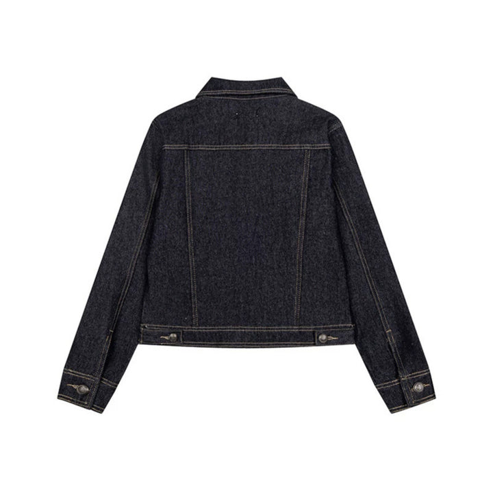 Damen kurze Jeansjacke im Military‑Stil mit Doppelreihen‑Knöpfen Drune