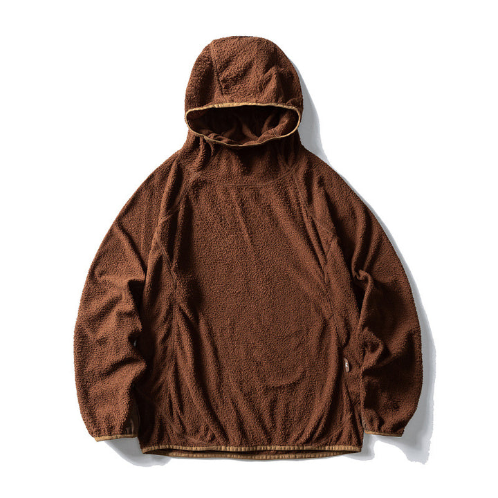 Unisex Fleece-Hoodie im Oversize mit Teddyfleece, hochschließendem Kragen und elastischem Saum Drune
